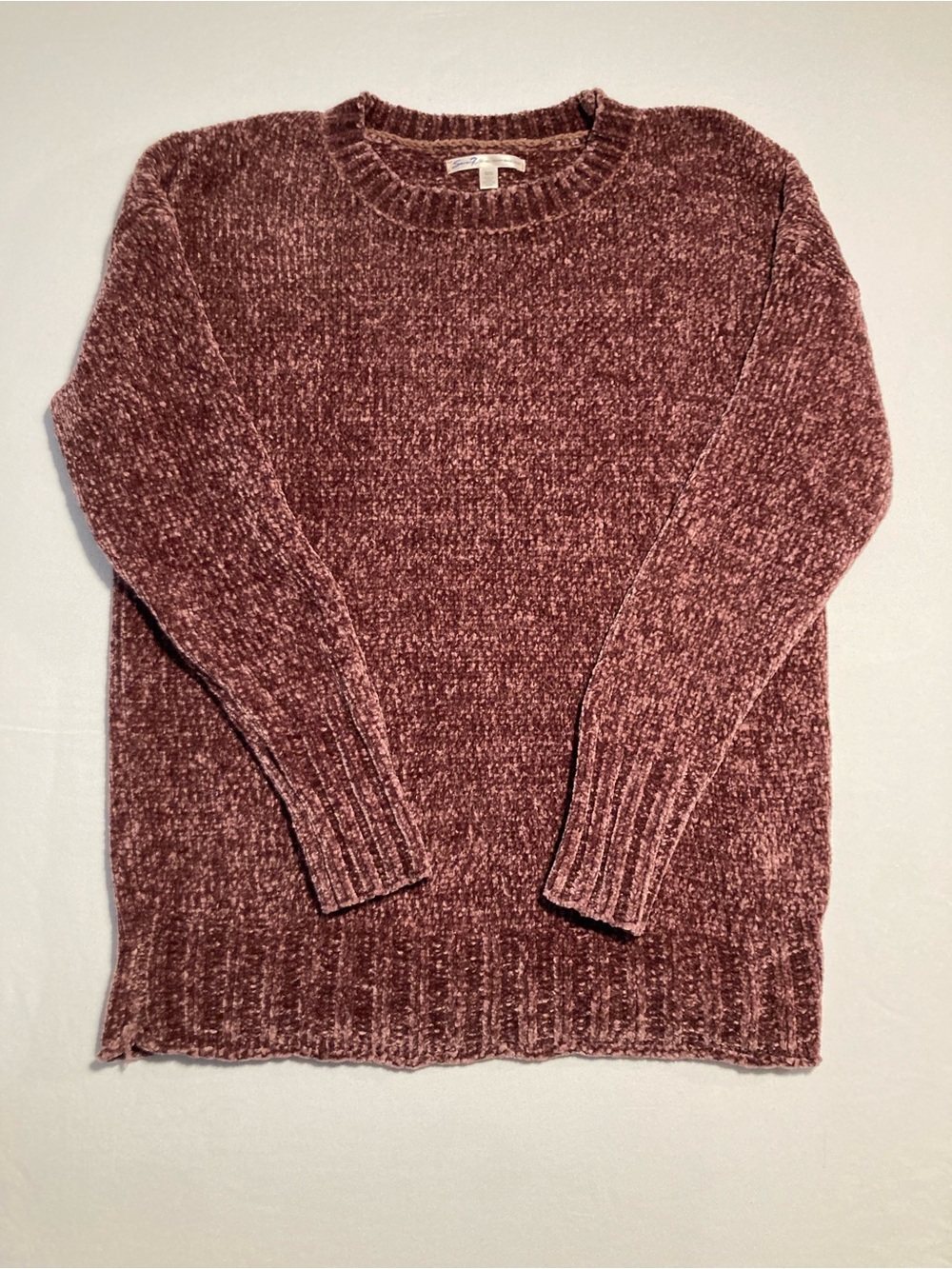 Seven7 Marled Mauve Chenille Crewneck Sweater Size Small